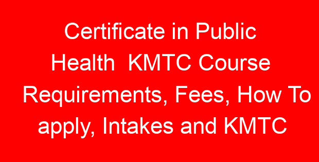 Certificate in Public Health KMTC Course Requirements, Fees, How To apply, Intakes and KMTC Campuses