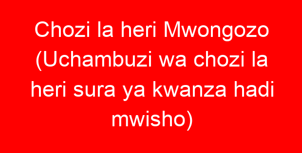 Chozi la heri Mwongozo (Uchambuzi wa chozi la heri sura ya kwanza hadi mwisho)