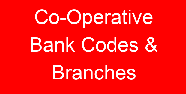Co-Operative Bank Codes & Branches