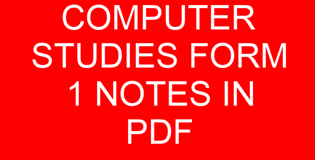 COMPUTER STUDIES FORM 1 NOTES IN PDF