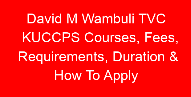 David M Wambuli TVC KUCCPS Courses, Fees, Requirements, Duration & How To Apply