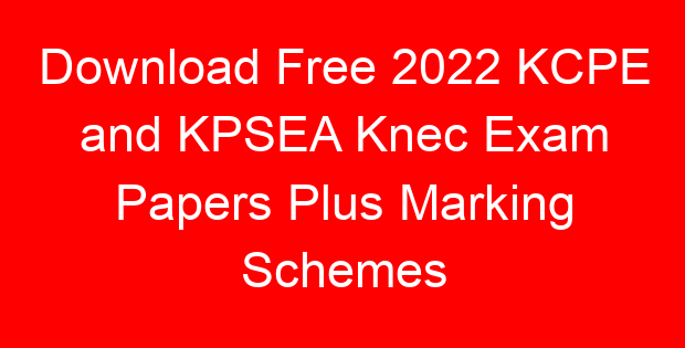Download Free 2022 KCPE and KPSEA Knec Exam Papers Plus Marking Schemes