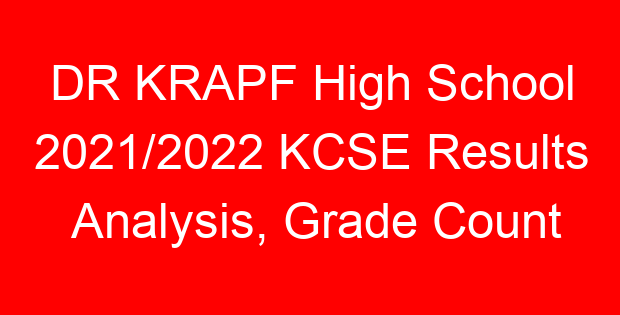 DR KRAPF High School 2021/2022 KCSE Results Analysis, Grade Count