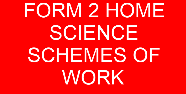 FORM 2 HOME SCIENCE SCHEMES OF WORK
