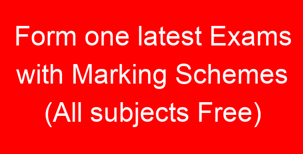 Form one latest Exams with Marking Schemes (All subjects Free)
