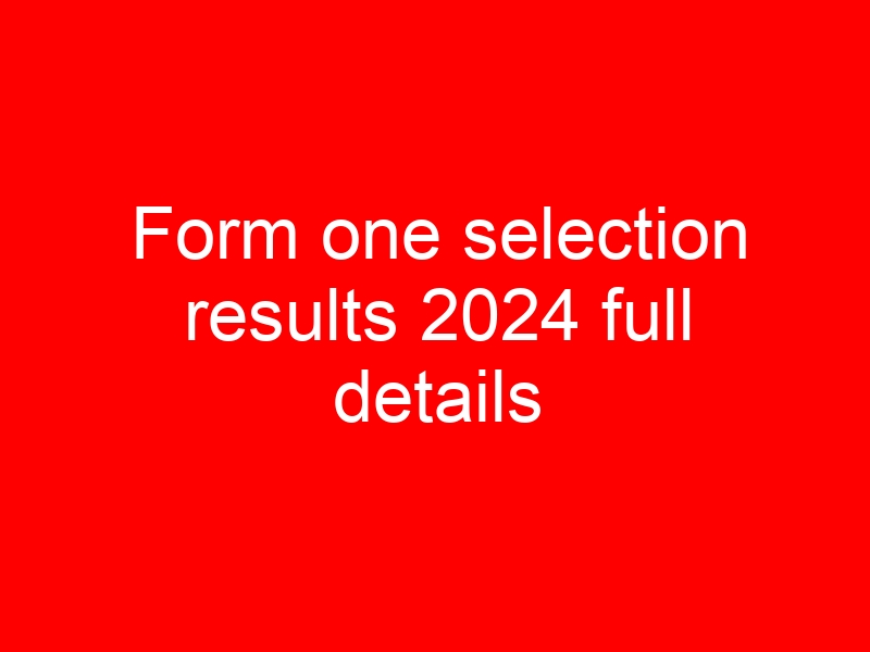 Form one selection results 2024 full details