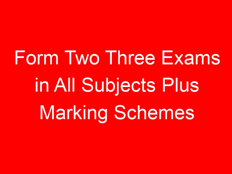 Form Two Three Exams in All Subjects Plus Marking Schemes
