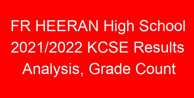 FR HEERAN High School 2021/2022 KCSE Results Analysis, Grade Count