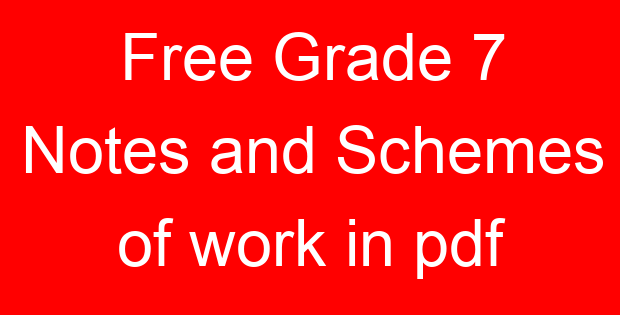 Free Grade 7 Notes and Schemes of work in pdf