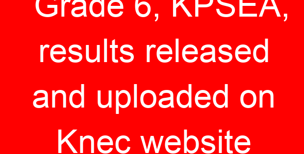Grade 6, KPSEA, results released and uploaded on Knec website