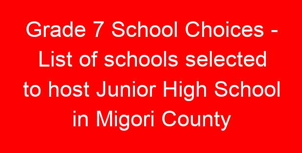 Grade 7 School Choices – List of schools selected to host Junior High School in Migori County