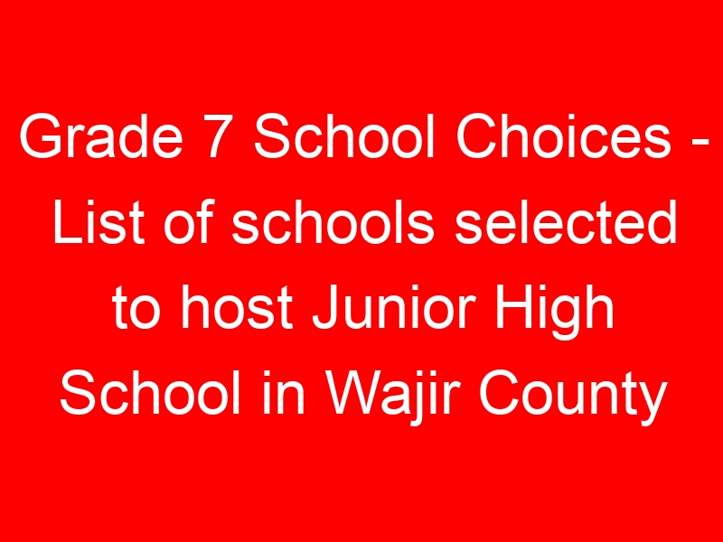 Grade 7 School Choices – List of schools selected to host Junior High School in Wajir County