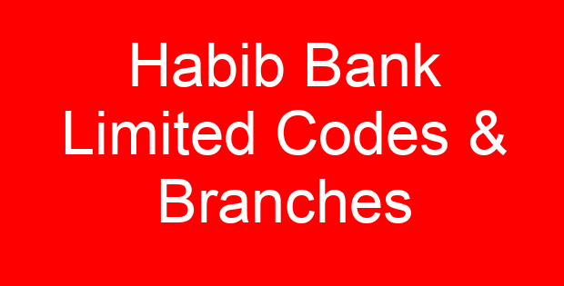Habib Bank Limited Codes & Branches
