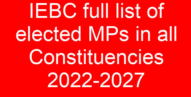 IEBC full list of elected MPs in all Constituencies 2022-2027