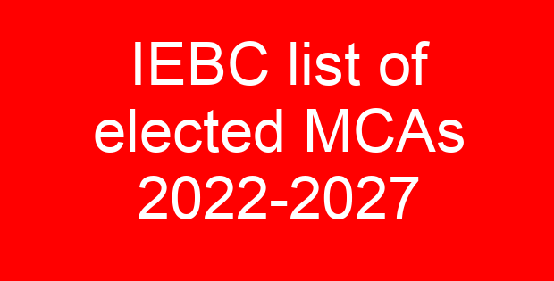IEBC list of elected MCAs 2022-2027