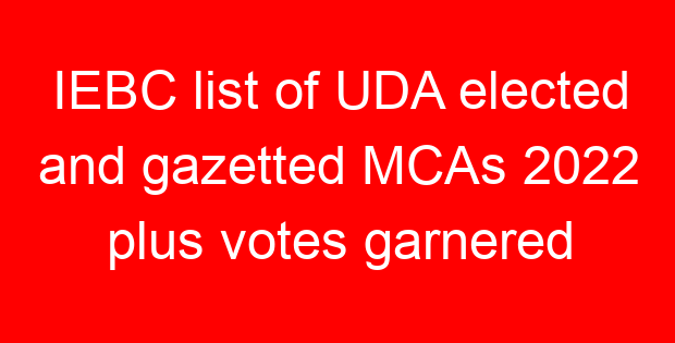 IEBC list of UDA elected and gazetted MCAs 2022 plus votes garnered