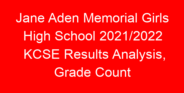 Jane Aden Memorial Girls High School 2021/2022 KCSE Results Analysis, Grade Count