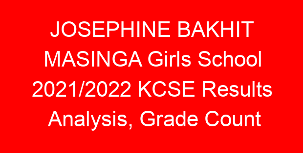 JOSEPHINE BAKHIT MASINGA Girls School 2021/2022 KCSE Results Analysis, Grade Count