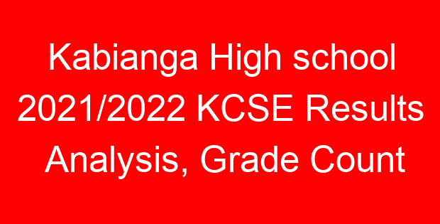 Kabianga High school 2021/2022 KCSE Results Analysis, Grade Count