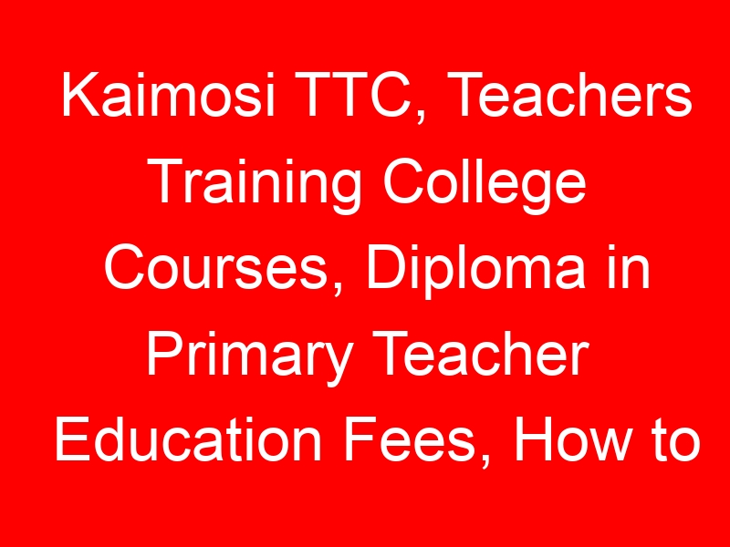 Kaimosi TTC, Teachers Training College Courses, Diploma in Primary Teacher Education Fees, How to apply