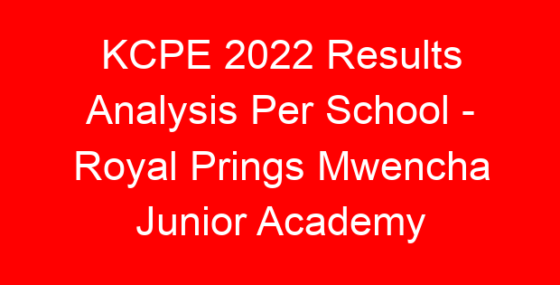 KCPE 2022 Results Analysis Per School – Royal Prings Mwencha Junior Academy