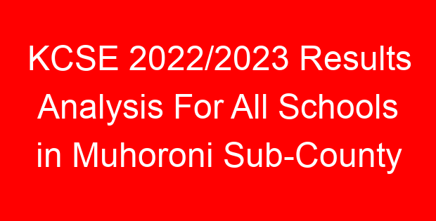 KCSE 2022/2023 Results Analysis For All Schools in Muhoroni Sub-County