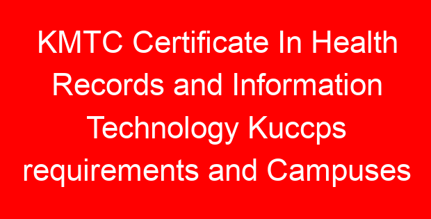 KMTC Certificate In Health Records and Information Technology Kuccps requirements and Campuses where offered