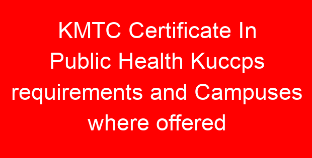 KMTC Certificate In Public Health Kuccps requirements and Campuses where offered