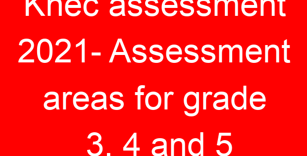 Knec assessment 2021- Assessment areas for grade 3, 4 and 5