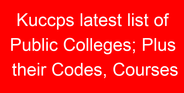 Kuccps latest list of Public Colleges; Plus their Codes, Courses