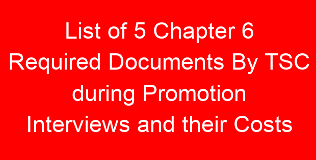 List of 5 Chapter 6 Required Documents By TSC during Promotion Interviews and their Costs