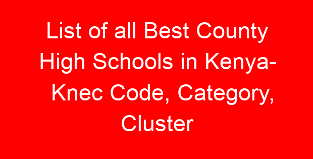 List of all Best County High Schools in Kenya- Knec Code, Category, Cluster