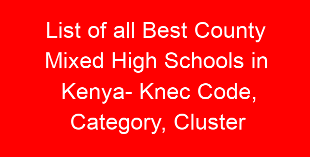 List of all Best County Mixed High Schools in Kenya- Knec Code, Category, Cluster