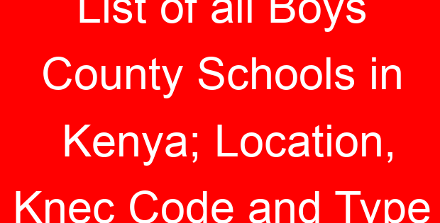 List of all Boys County Schools in Kenya; Location, Knec Code and Type