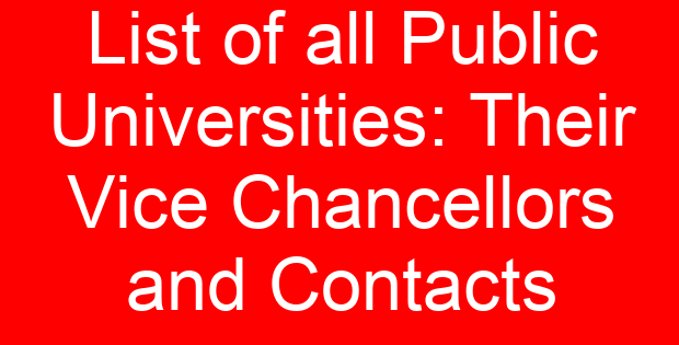 List of all Public Universities: Their Vice Chancellors and Contacts