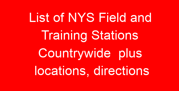 List of NYS Field and Training Stations Countrywide  plus locations, directions