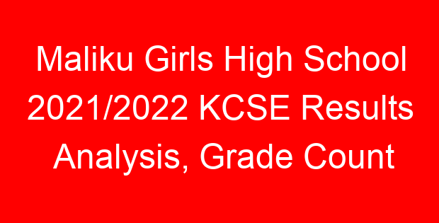 Maliku Girls High School 2021/2022 KCSE Results Analysis, Grade Count
