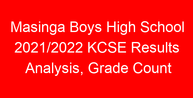 Masinga Boys High School 2021/2022 KCSE Results Analysis, Grade Count