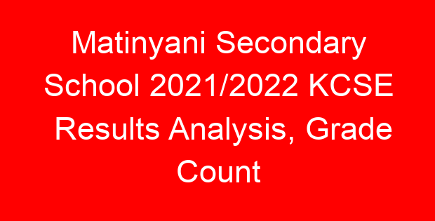 Matinyani Secondary School 2021/2022 KCSE Results Analysis, Grade Count