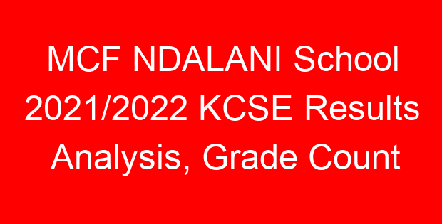 MCF NDALANI School 2021/2022 KCSE Results Analysis, Grade Count