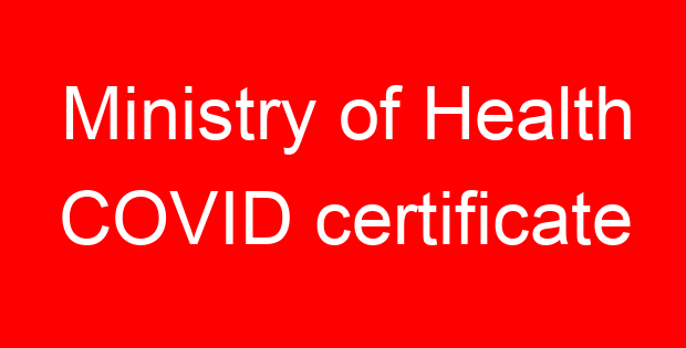 Ministry of Health COVID certificate