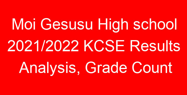 Moi Gesusu High school 2021/2022 KCSE Results Analysis, Grade Count