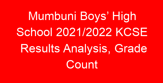 Mumbuni Boys’ High School 2021/2022 KCSE Results Analysis, Grade Count