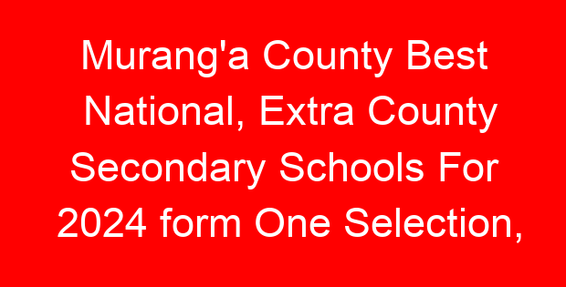 Murang’a County Best National, Extra County Secondary Schools For 2024 form One Selection, Admissions