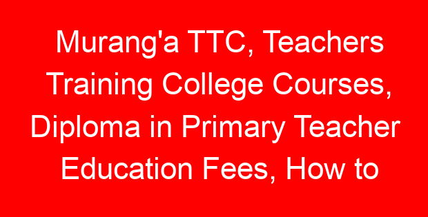 Murang’a TTC, Teachers Training College Courses, Diploma in Primary Teacher Education Fees, How to apply
