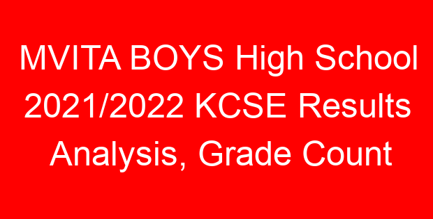 MVITA BOYS High School 2021/2022 KCSE Results Analysis, Grade Count