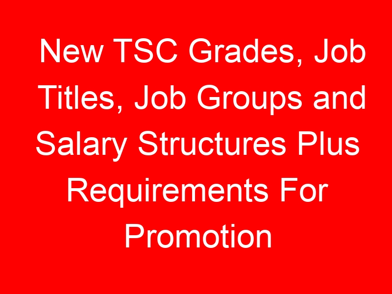 New TSC Grades, Job Titles, Job Groups and Salary Structures Plus Requirements For Promotion