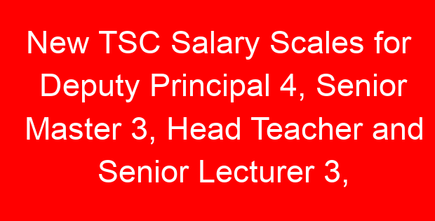 New TSC Salary Scales for Deputy Principal 4, Senior Master 3, Head Teacher and Senior Lecturer 3, Senior Master- SNE, Deputy Principal 1 in the 2023/2024 CBA