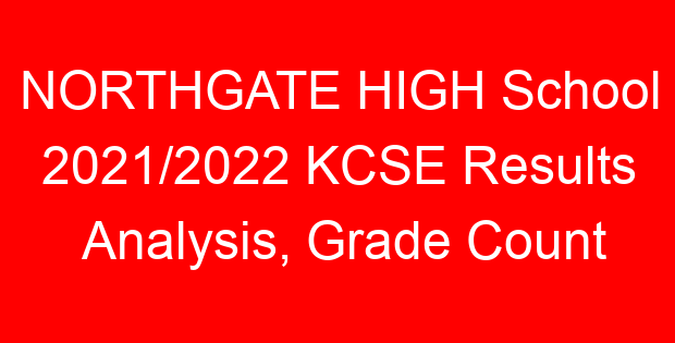 NORTHGATE HIGH School 2021/2022 KCSE Results Analysis, Grade Count