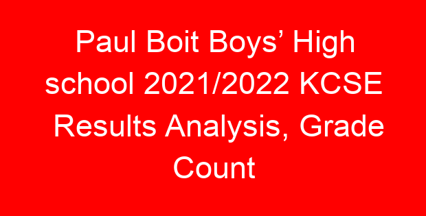 Paul Boit Boys’ High school 2021/2022 KCSE Results Analysis, Grade Count